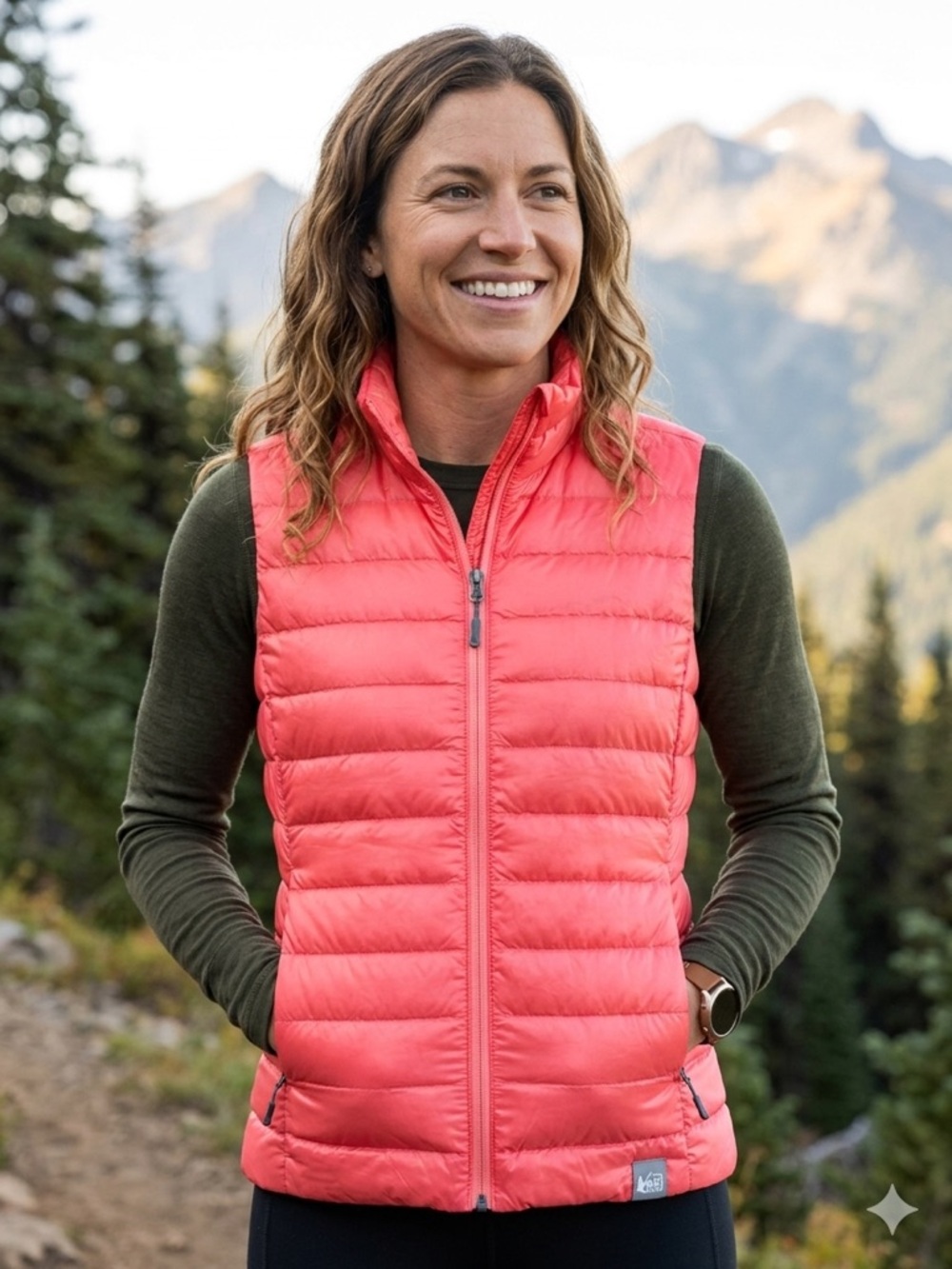 REI Co-op Down Vest - Women's XS - Bright Coral Pink - Excellent Condition